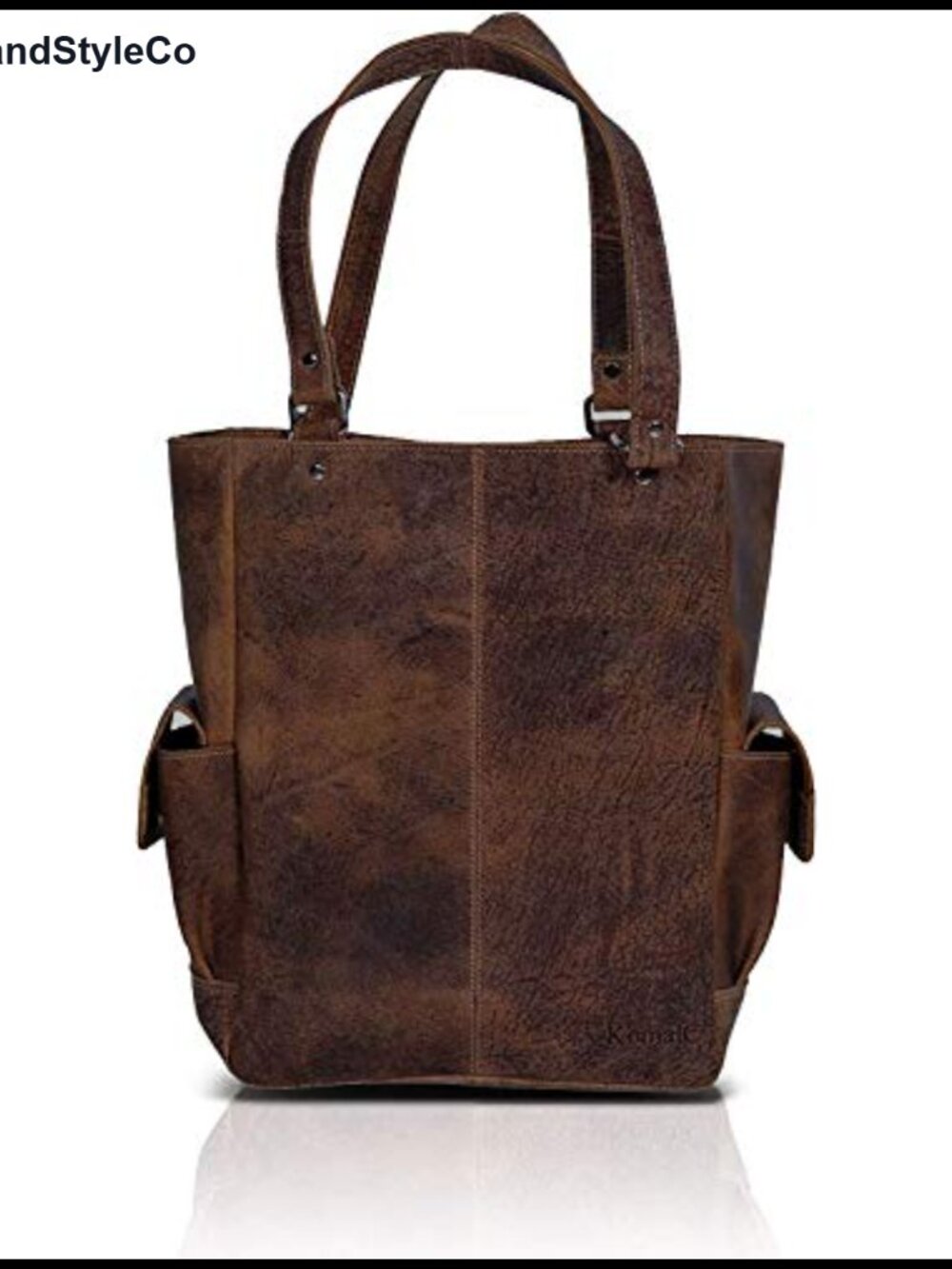 Full-Grain Buffalo Leather Tote Bag Satchel Travel Handbag